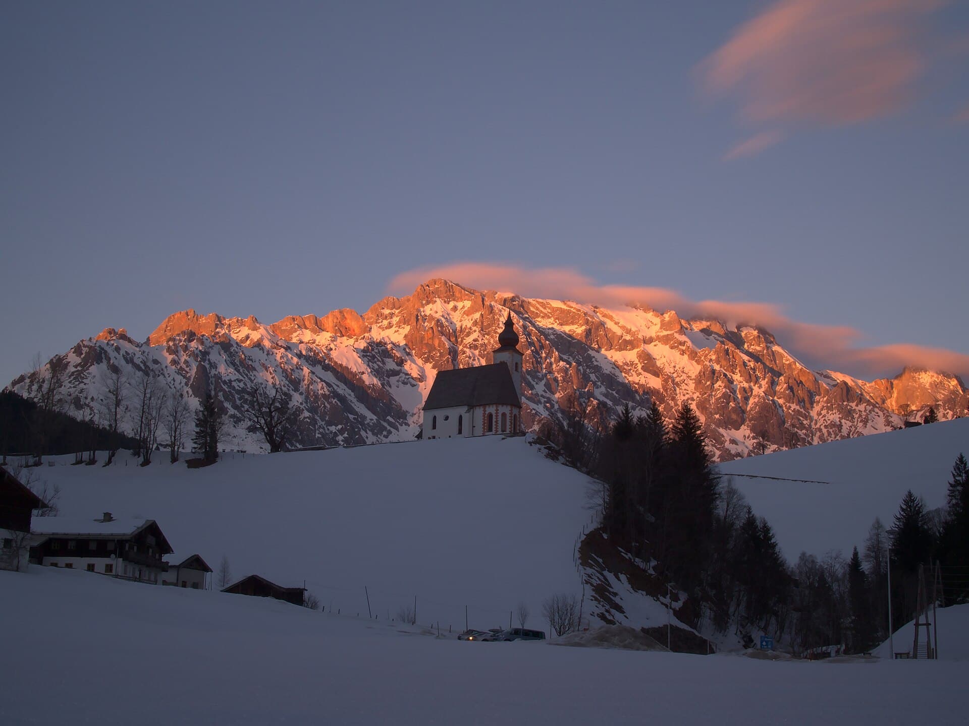 Avondlicht op het Hochkönig